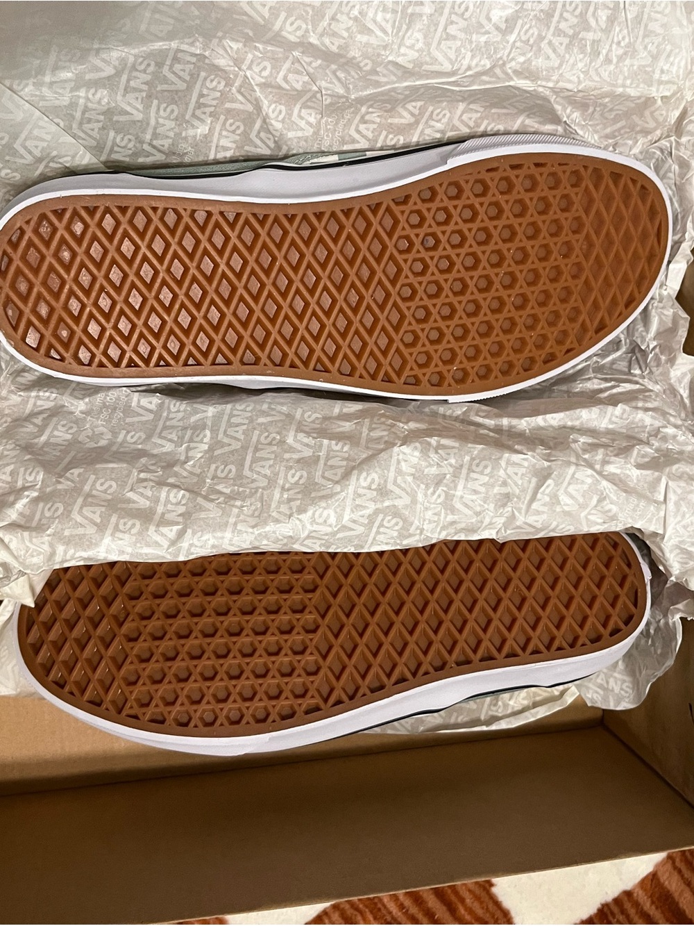 Vans Checkerboard Slip-On Sneakers in Sage Green and White - Picture 2 of 4